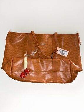 NWT VOILE BLANCHE ROOM 1 LARGE TOTE BAG Monogram in Douglas Orange